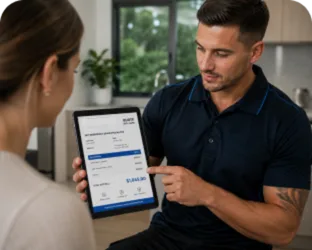 Plumber explaining a service estimate in Annangrove